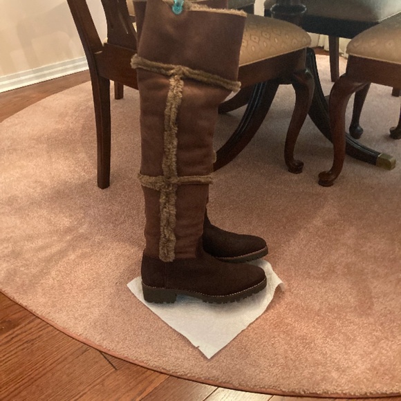 Chocolate Brown Shearling & Leather over the knee boots - Picture 1 of 1
